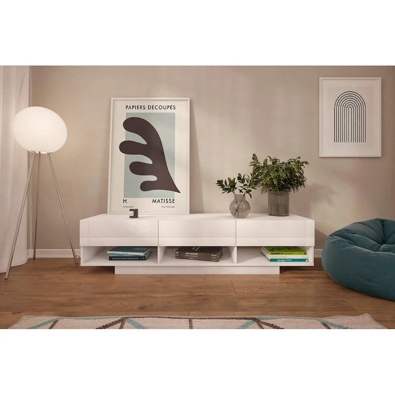 Mobile TV Nexera Stereo a 3 cassetti da 72 pollici, Nero
