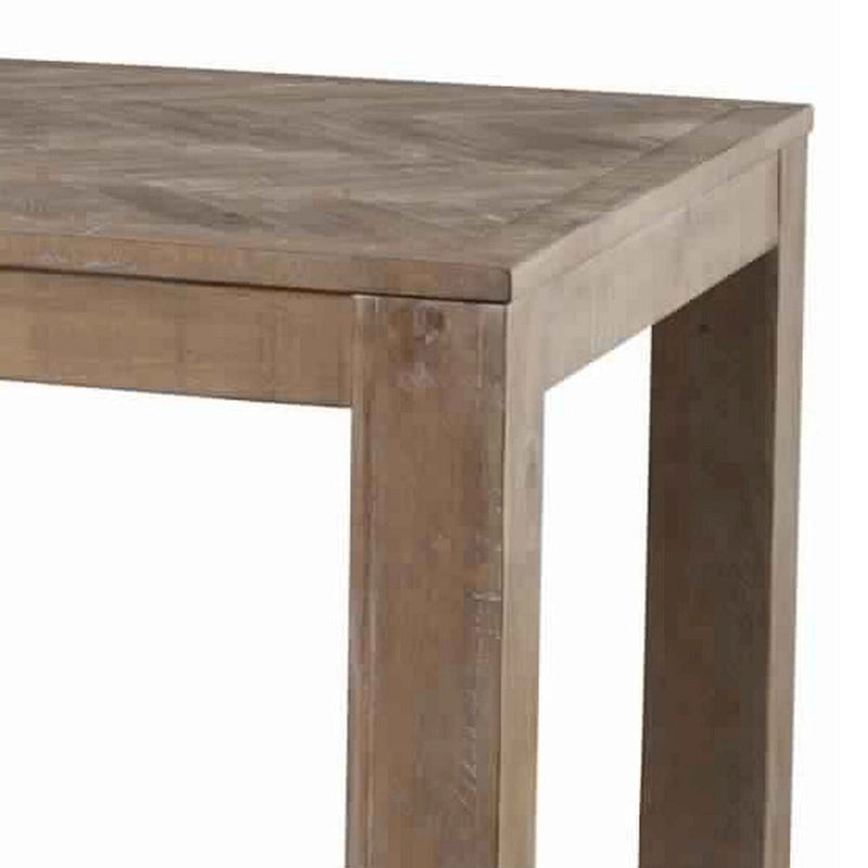 Tavolo da pranzo rettangolare in legno con gambe a blocco, Marrone invecchiato