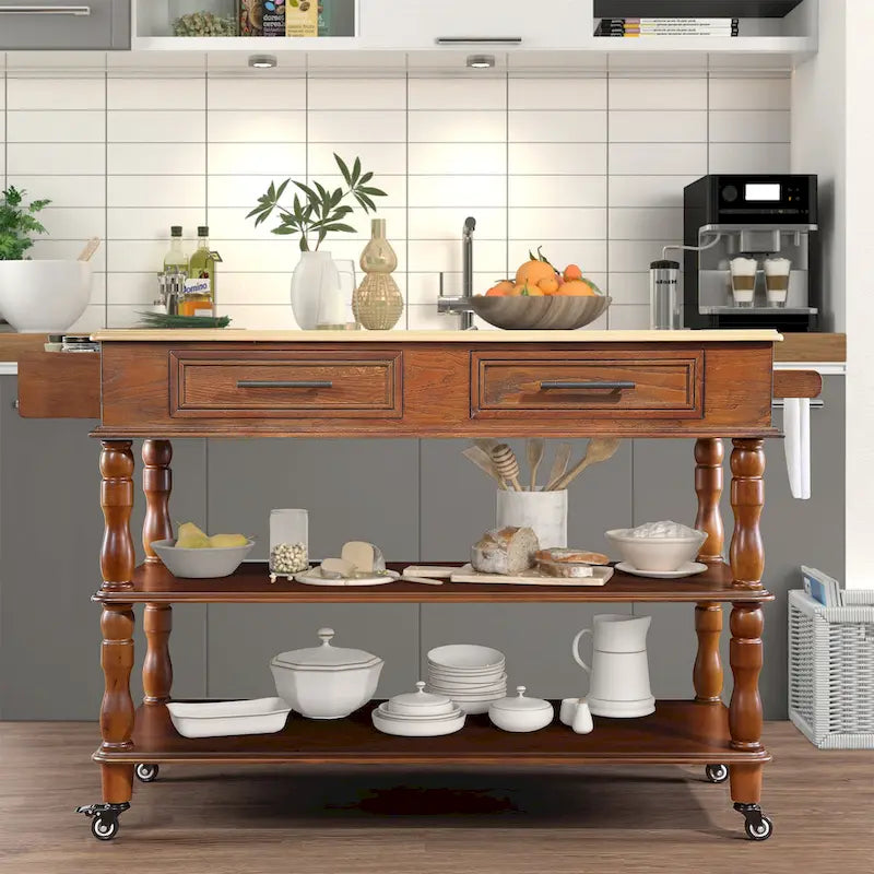 Isola da cucina mobile da 56 pollici con contenitore