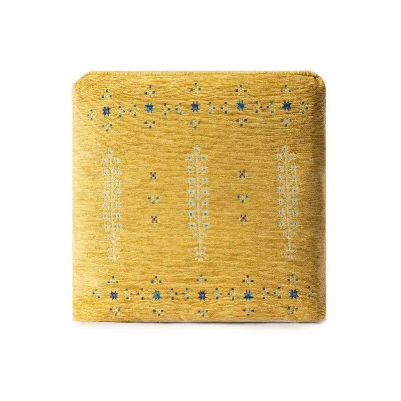 HomeRoots Pouf Ottomano Astratto Giallo 18