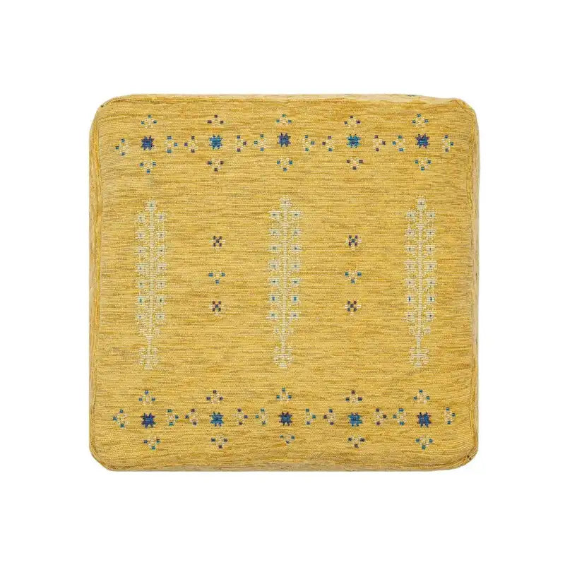 HomeRoots Pouf Ottomano Astratto Giallo 18