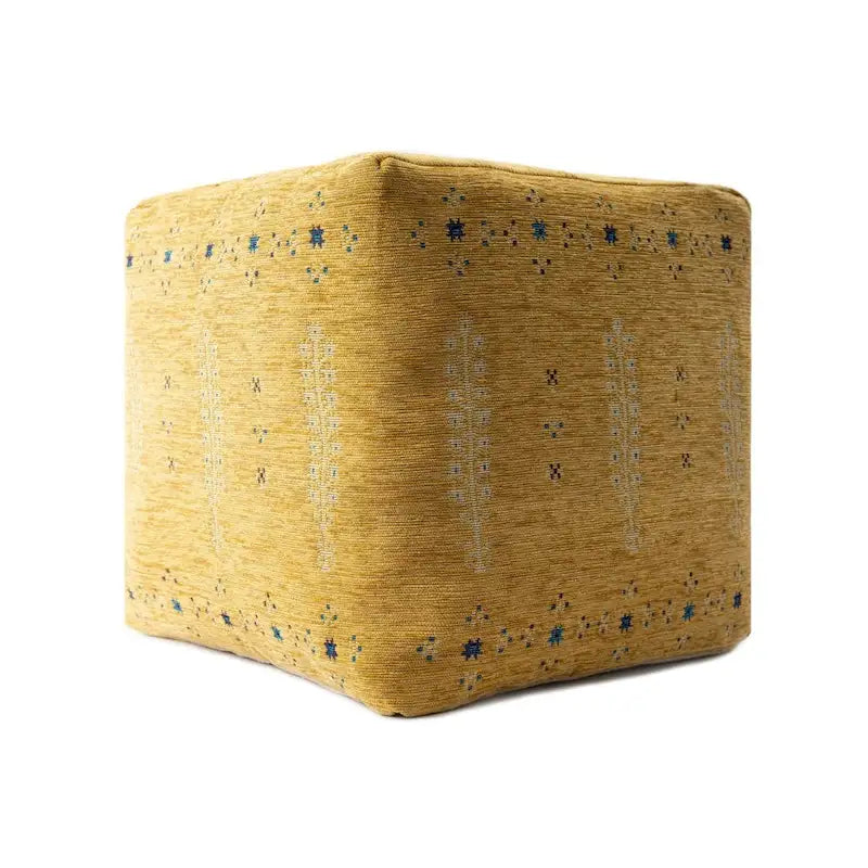 HomeRoots Pouf Ottomano Astratto Giallo 18
