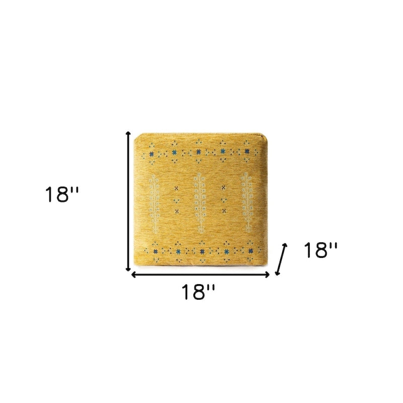 HomeRoots Pouf Ottomano Astratto Giallo 18