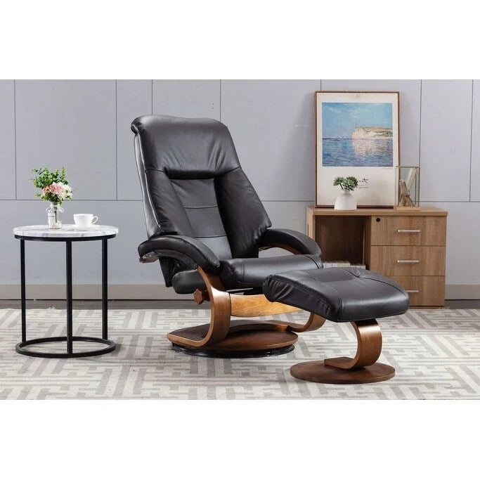 Relax-R Montreal Poltrona Reclinabile e Pouf in Vera Pelle