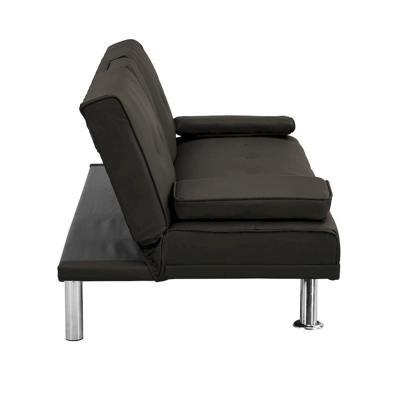 Divano Letto in Legno con Braccioli e Due Portaoggetti