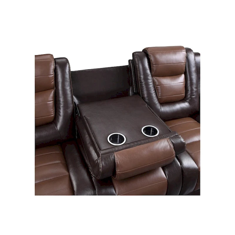 Set soggiorno Grete Brown in similpelle di alta qualità