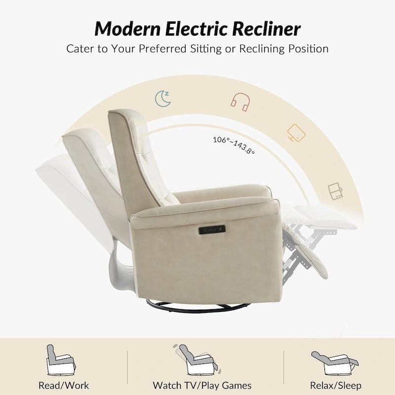 Set di 2 Poltrone Reclinabili Elettriche Girevoli Valentin in Similpelle con Porte USB di HULALA HOME