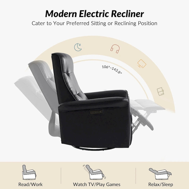 Set di 2 Poltrone Reclinabili Elettriche Girevoli Valentin in Similpelle con Porte USB di HULALA HOME