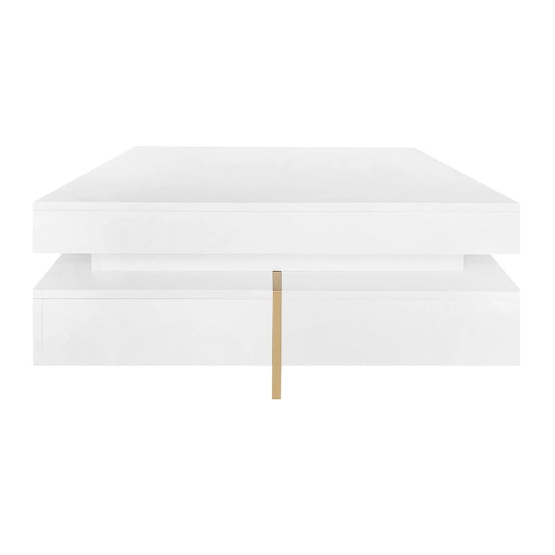 Tavolino da Caffè Quadrato Lucido Harper&Bright Designs con Scomparti Multipli