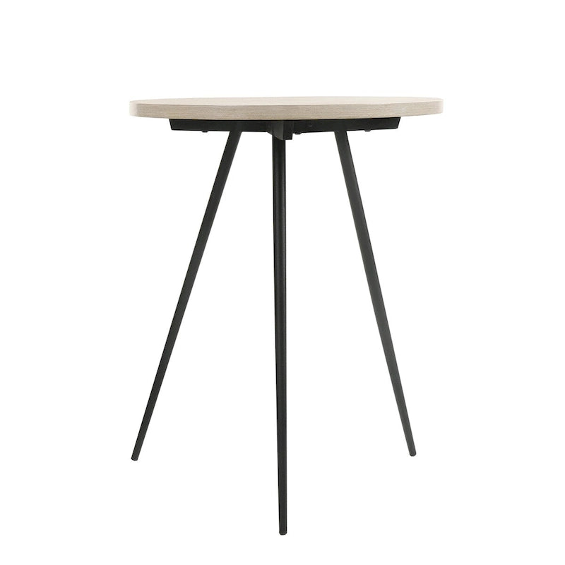 Tavolino Rotondo con Base in Metallo in Rovere Bianco e Nero