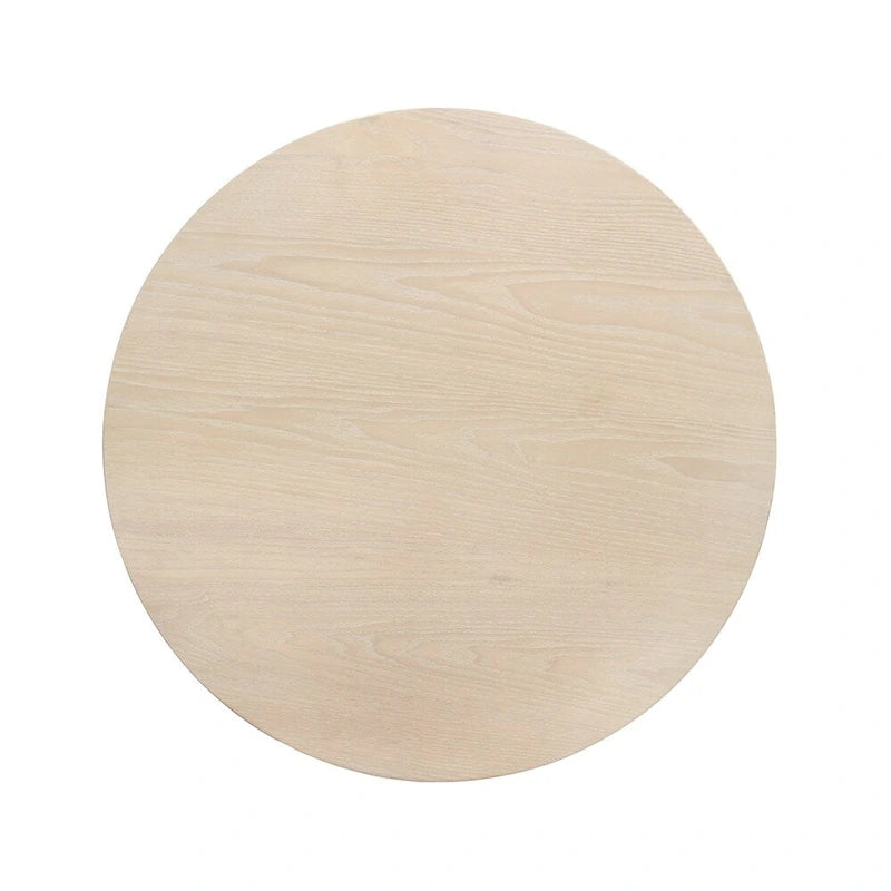 Tavolino Rotondo con Base in Metallo in Rovere Bianco e Nero
