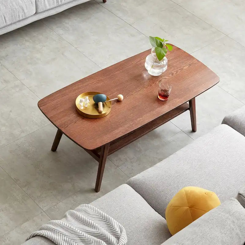 Tavolino da salotto 100% Legno massello di Rovere Piano d'appoggio Scrivania Tavolino da caffè L100 x P50 x H44, Facile da montare Legno con ripiano portaoggetti