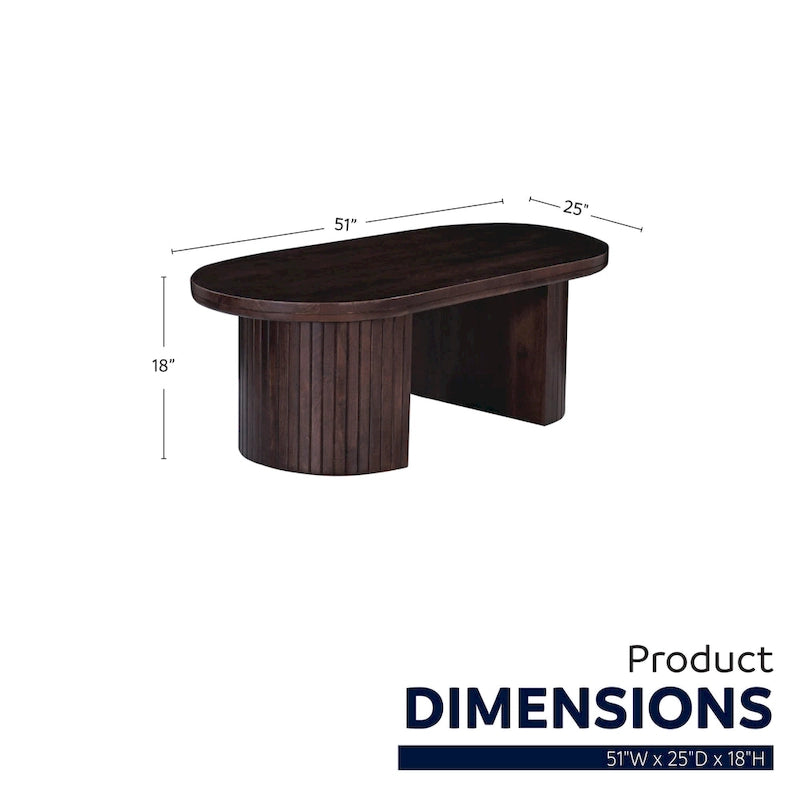Tavolino ovale Geneva 51 pollici in legno marrone