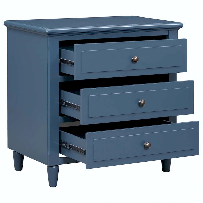Comodino a 3 cassetti in legno
