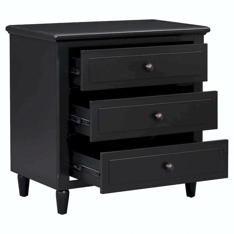 Comodino a 3 cassetti in legno