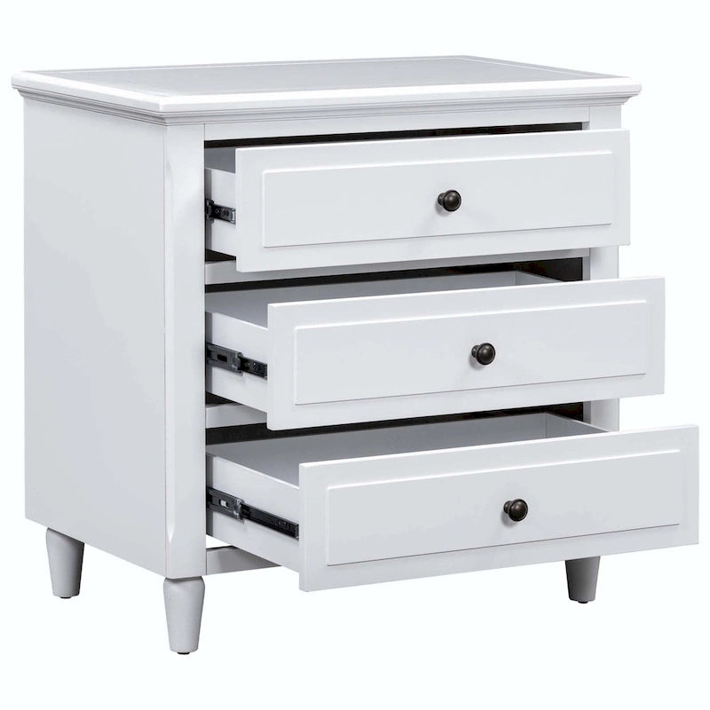 Comodino a 3 cassetti in legno