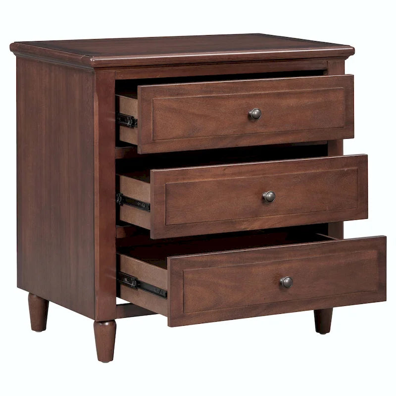 Comodino a 3 cassetti in legno