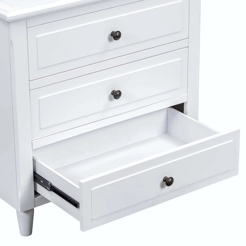 Comodino a 3 cassetti in legno