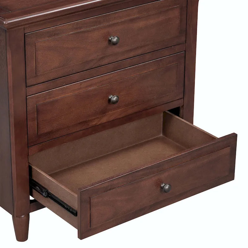 Comodino a 3 cassetti in legno