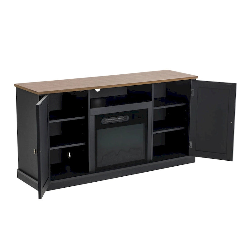 Supporto TV da 54 pollici color carbone per TV fino a 60 pollici con caminetto elettrico
