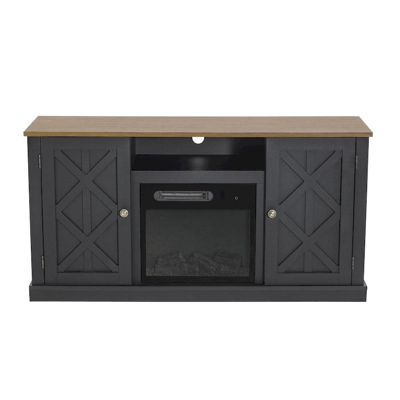 Supporto TV da 54 pollici color carbone per TV fino a 60 pollici con caminetto elettrico