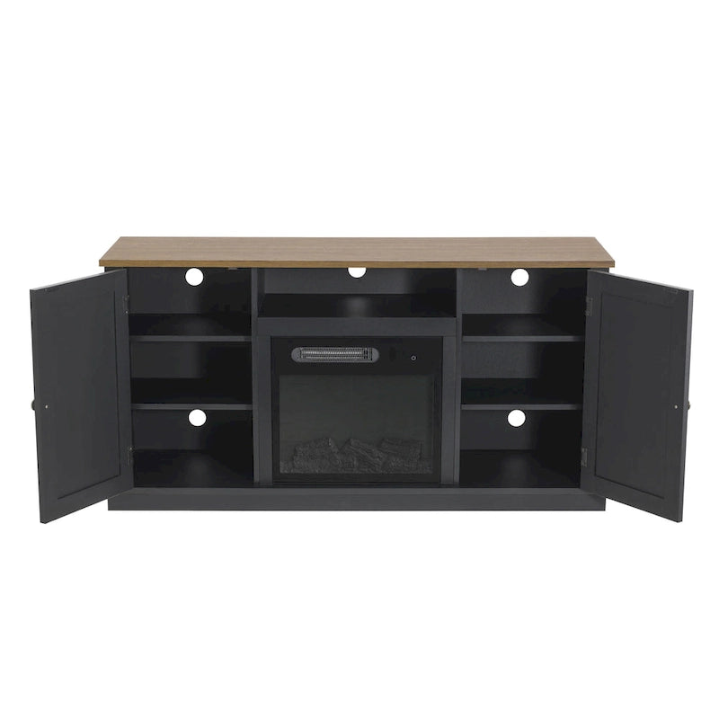 Supporto TV da 54 pollici color carbone per TV fino a 60 pollici con caminetto elettrico
