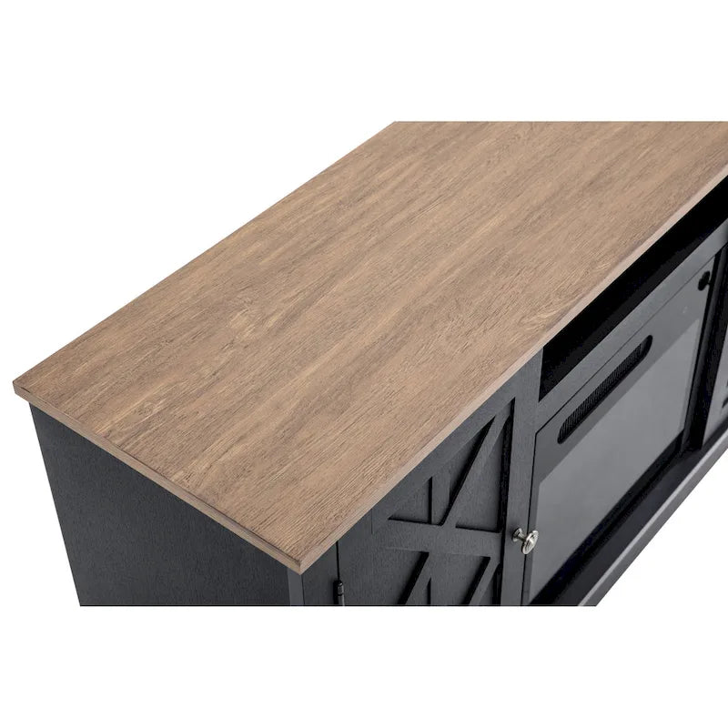 Supporto TV da 54 pollici color carbone per TV fino a 60 pollici con caminetto elettrico