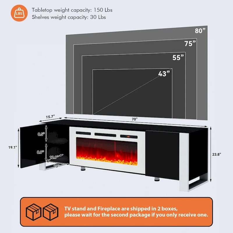 Mobile TV con caminetto da 36 pollici
