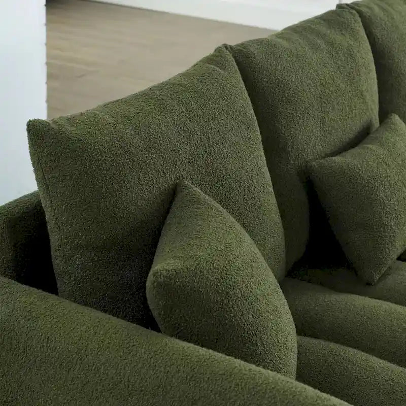 Divano-letto in tessuto Teddy da 82 pollici con 3 cuscini posteriori e 3 cuscini per lo schienale Struttura in legno massello
