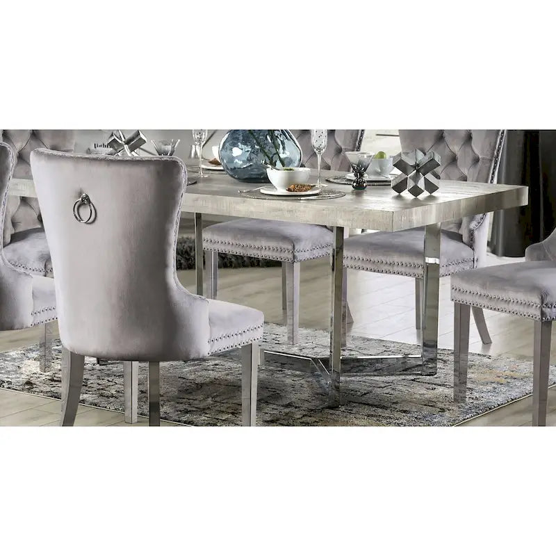 Set tavolo da pranzo Lemm Contemporary in metallo grigio, 5 pezzi, di Furniture of America