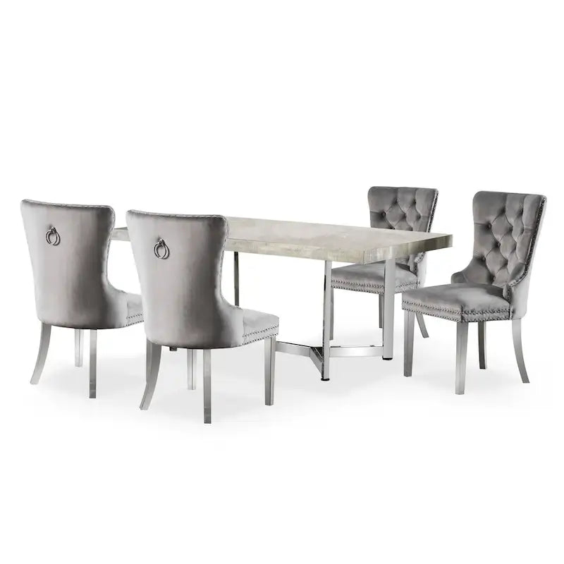 Set tavolo da pranzo Lemm Contemporary in metallo grigio, 5 pezzi, di Furniture of America
