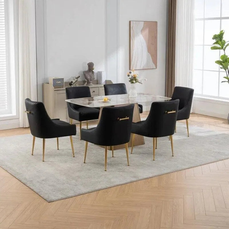 SEYNAR Sedie da Pranzo o da Toilette Modern Glam in Similpelle PU, Set da 6 con Maniglia Posteriore
