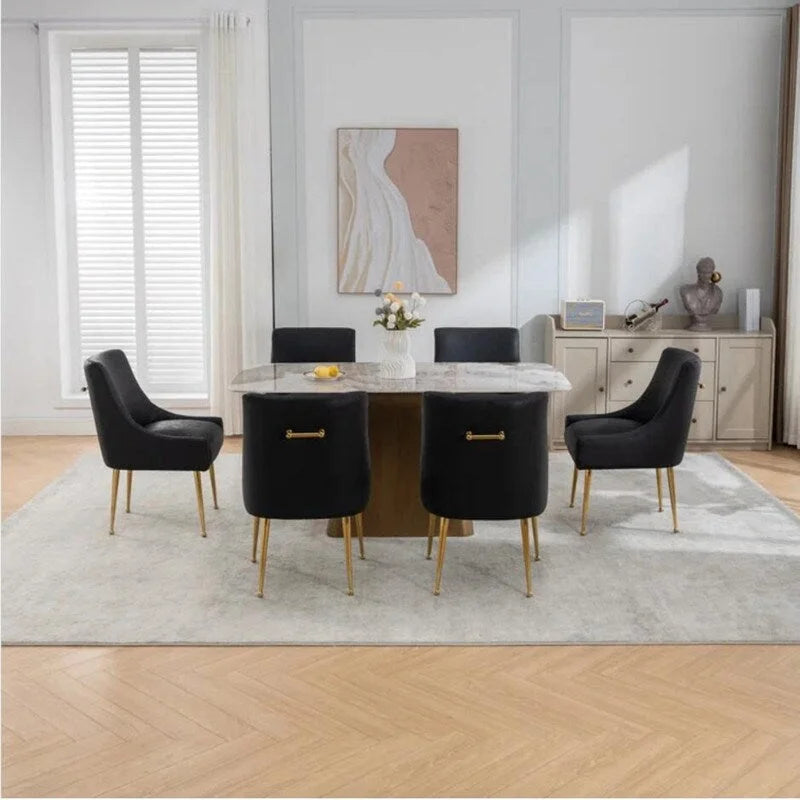 SEYNAR Sedie da Pranzo o da Toilette Modern Glam in Similpelle PU, Set da 6 con Maniglia Posteriore