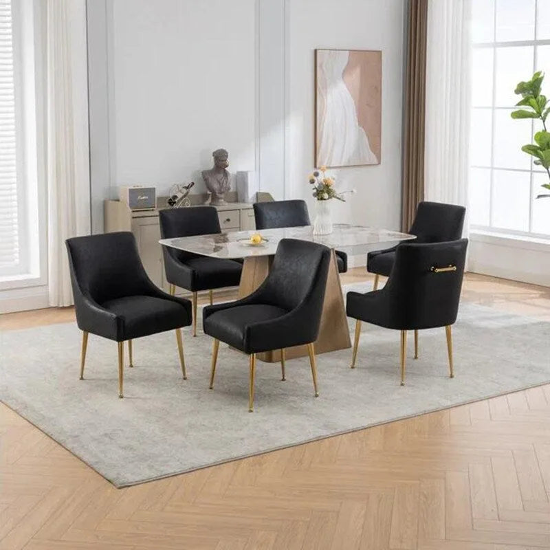 SEYNAR Sedie da Pranzo o da Toilette Modern Glam in Similpelle PU, Set da 6 con Maniglia Posteriore