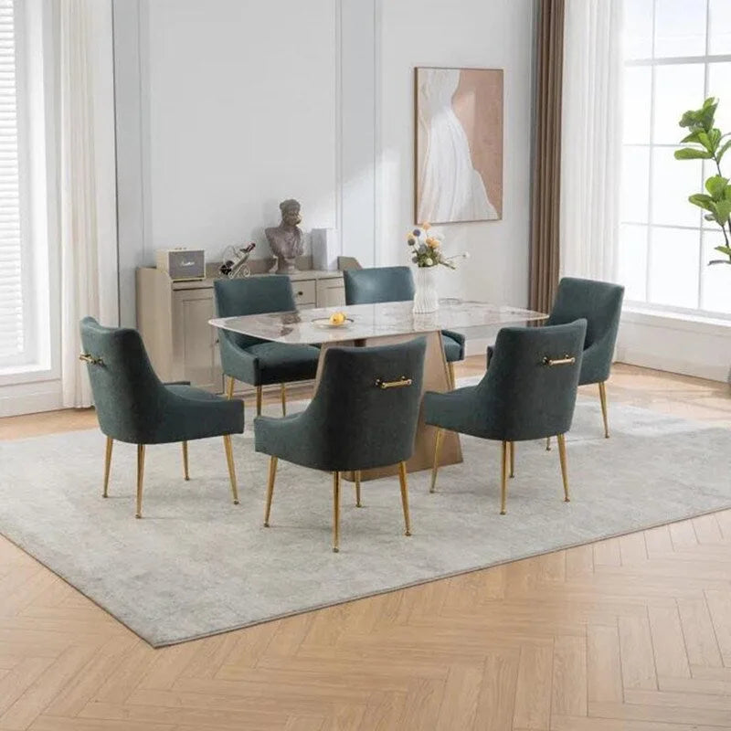 SEYNAR Sedie da Pranzo o da Toilette Modern Glam in Similpelle PU, Set da 6 con Maniglia Posteriore
