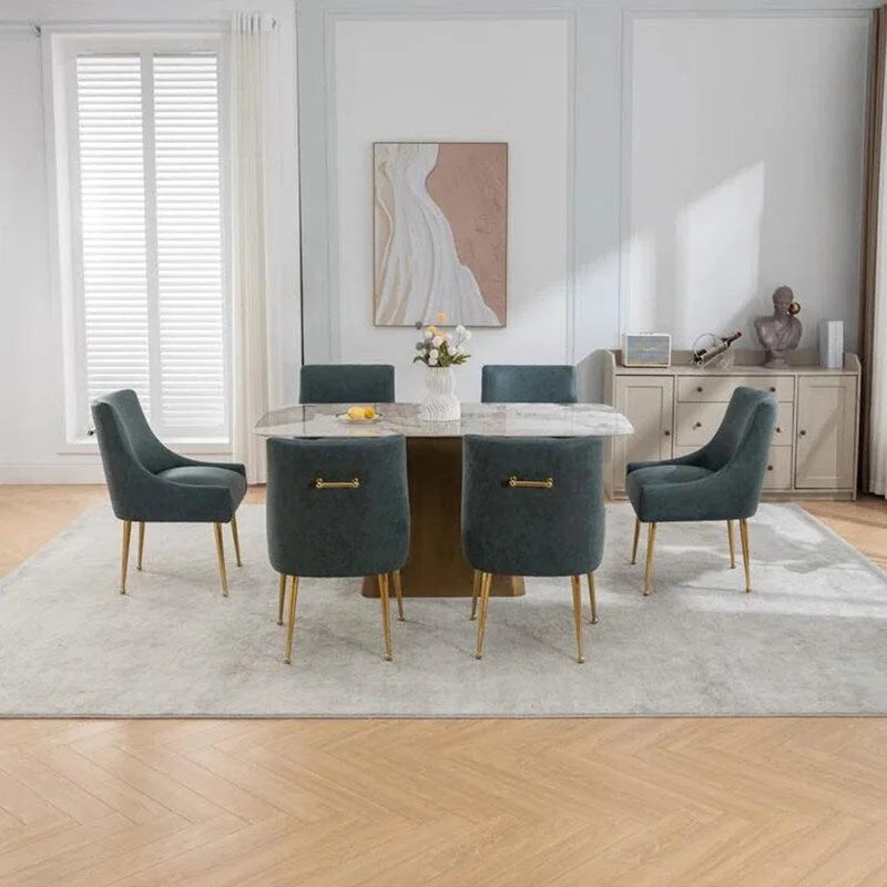 SEYNAR Sedie da Pranzo o da Toilette Modern Glam in Similpelle PU, Set da 6 con Maniglia Posteriore