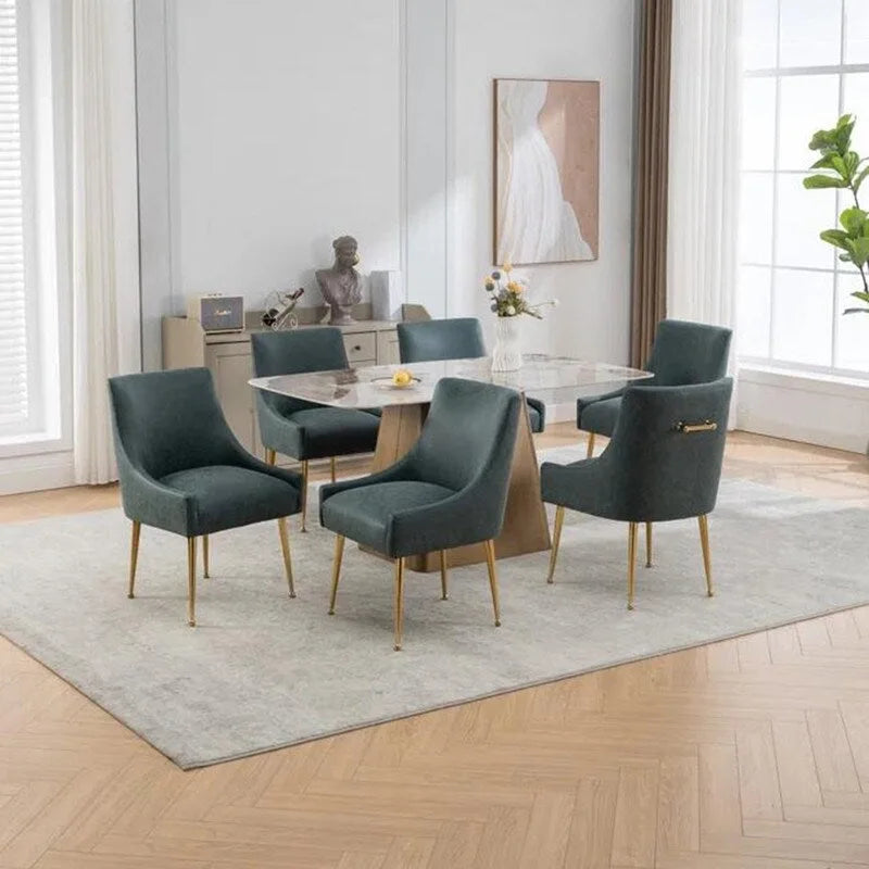 SEYNAR Sedie da Pranzo o da Toilette Modern Glam in Similpelle PU, Set da 6 con Maniglia Posteriore