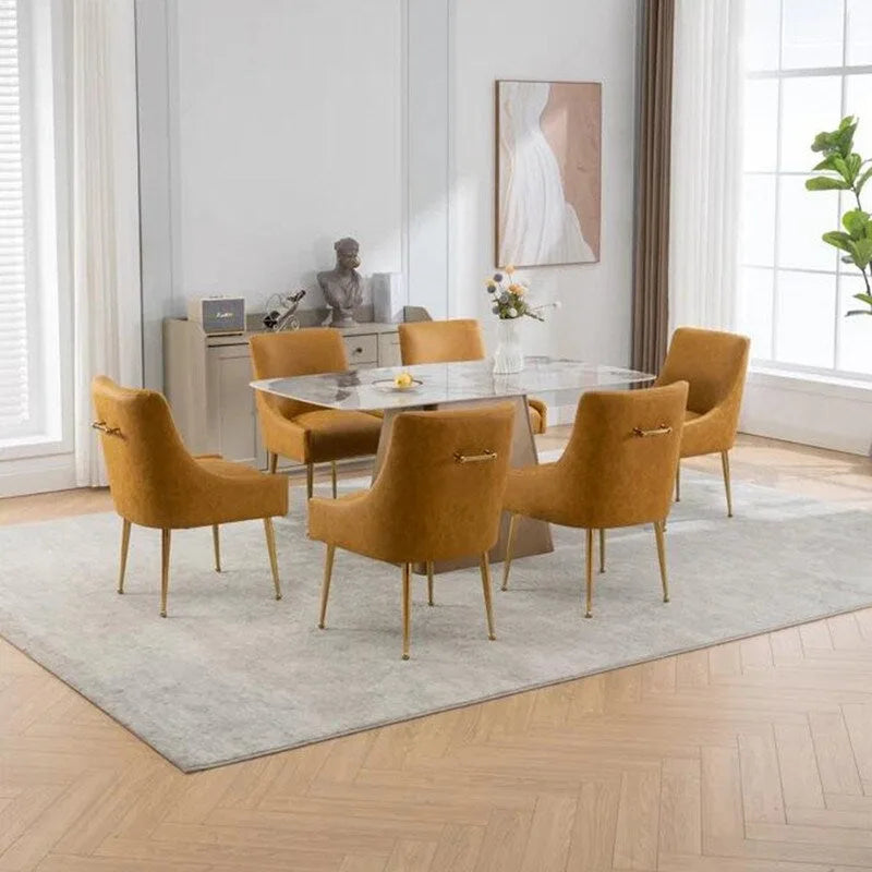 SEYNAR Sedie da Pranzo o da Toilette Modern Glam in Similpelle PU, Set da 6 con Maniglia Posteriore