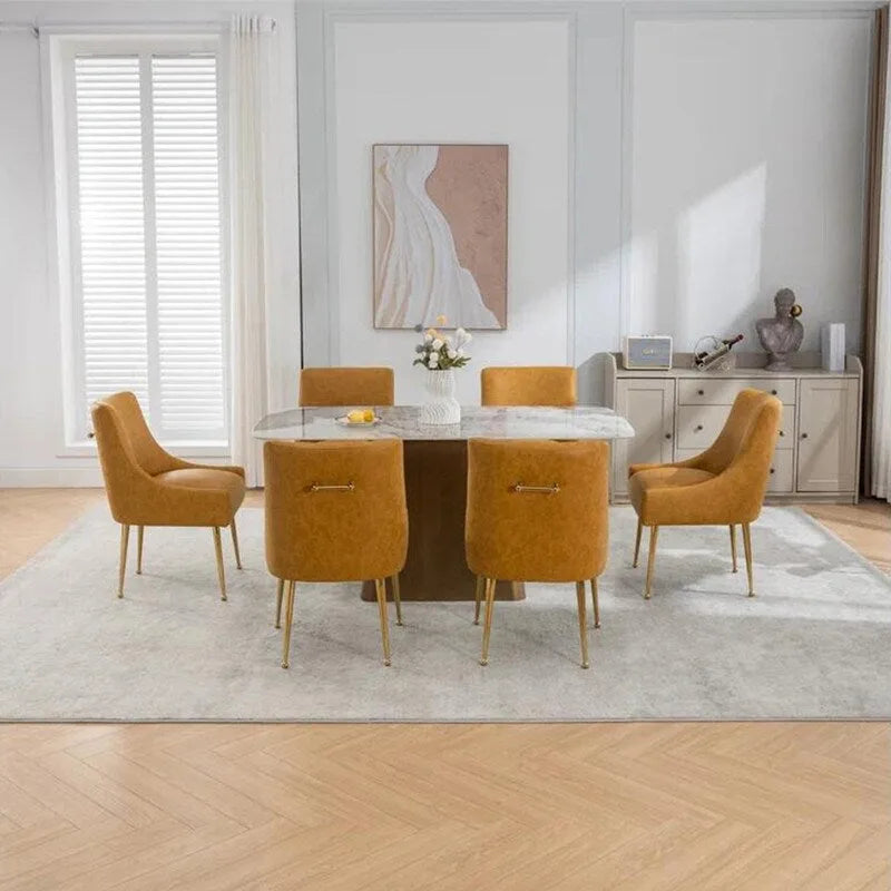SEYNAR Sedie da Pranzo o da Toilette Modern Glam in Similpelle PU, Set da 6 con Maniglia Posteriore