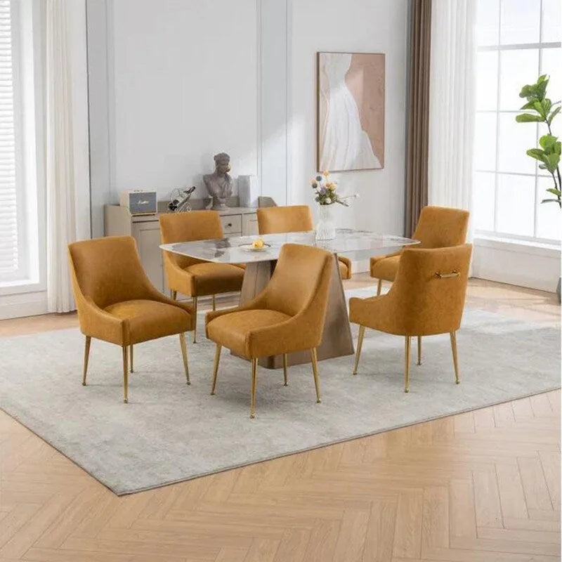 SEYNAR Sedie da Pranzo o da Toilette Modern Glam in Similpelle PU, Set da 6 con Maniglia Posteriore