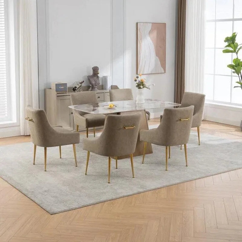 SEYNAR Sedie da Pranzo o da Toilette Modern Glam in Similpelle PU, Set da 6 con Maniglia Posteriore