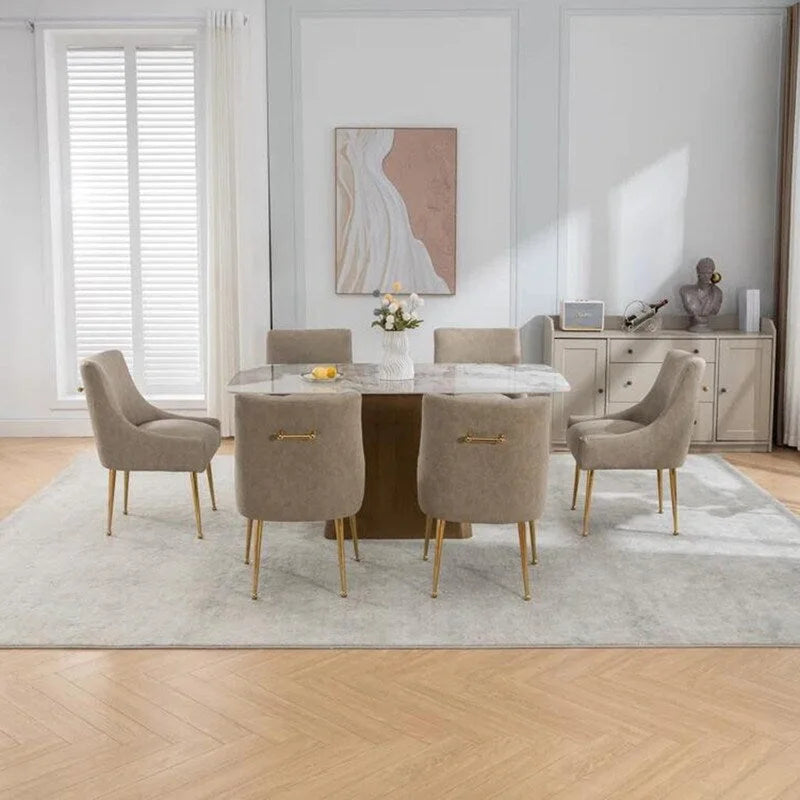 SEYNAR Sedie da Pranzo o da Toilette Modern Glam in Similpelle PU, Set da 6 con Maniglia Posteriore