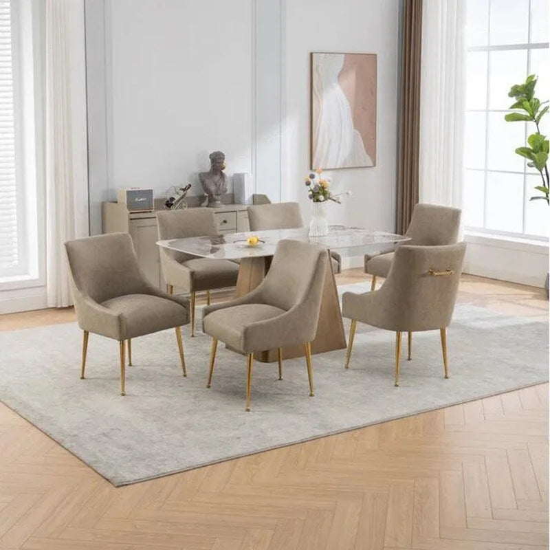 SEYNAR Sedie da Pranzo o da Toilette Modern Glam in Similpelle PU, Set da 6 con Maniglia Posteriore