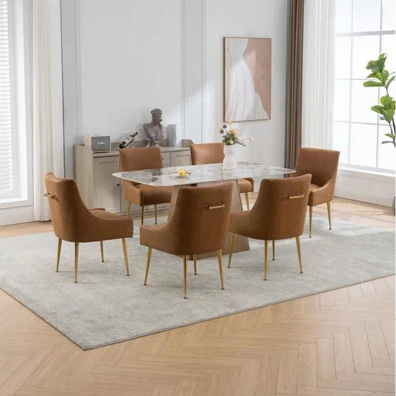SEYNAR Sedie da Pranzo o da Toilette Modern Glam in Similpelle PU, Set da 6 con Maniglia Posteriore