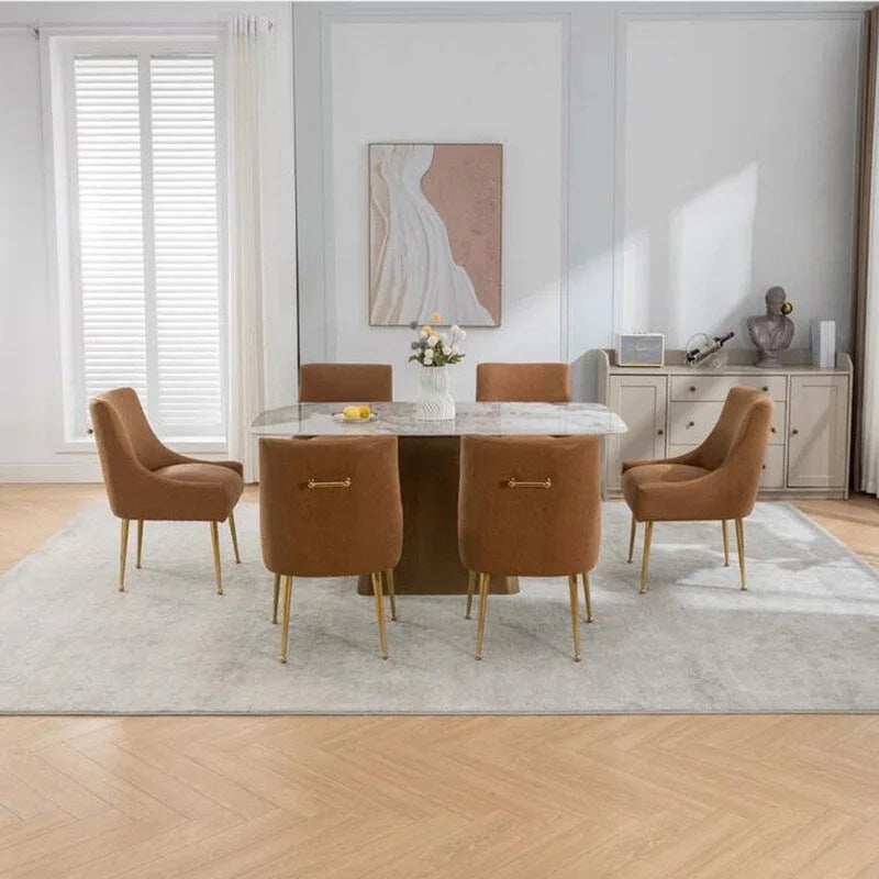SEYNAR Sedie da Pranzo o da Toilette Modern Glam in Similpelle PU, Set da 6 con Maniglia Posteriore