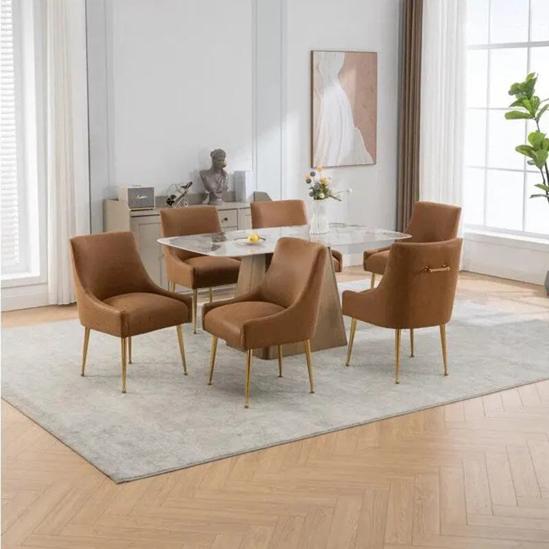 SEYNAR Sedie da Pranzo o da Toilette Modern Glam in Similpelle PU, Set da 6 con Maniglia Posteriore