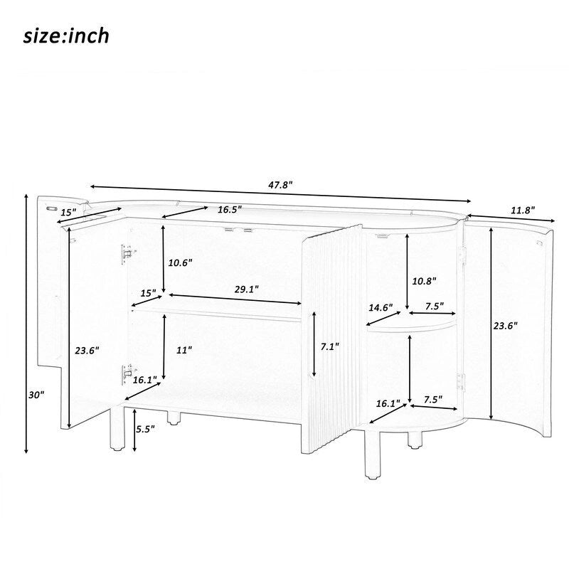 Credenza di lusso leggera con ripiani regolabili e ampio spazio di archiviazione