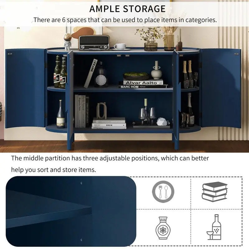 Credenza di lusso leggera con ripiani regolabili e ampio spazio di archiviazione