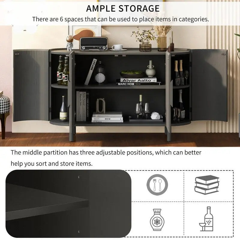 Credenza di lusso leggera con ripiani regolabili e ampio spazio di archiviazione