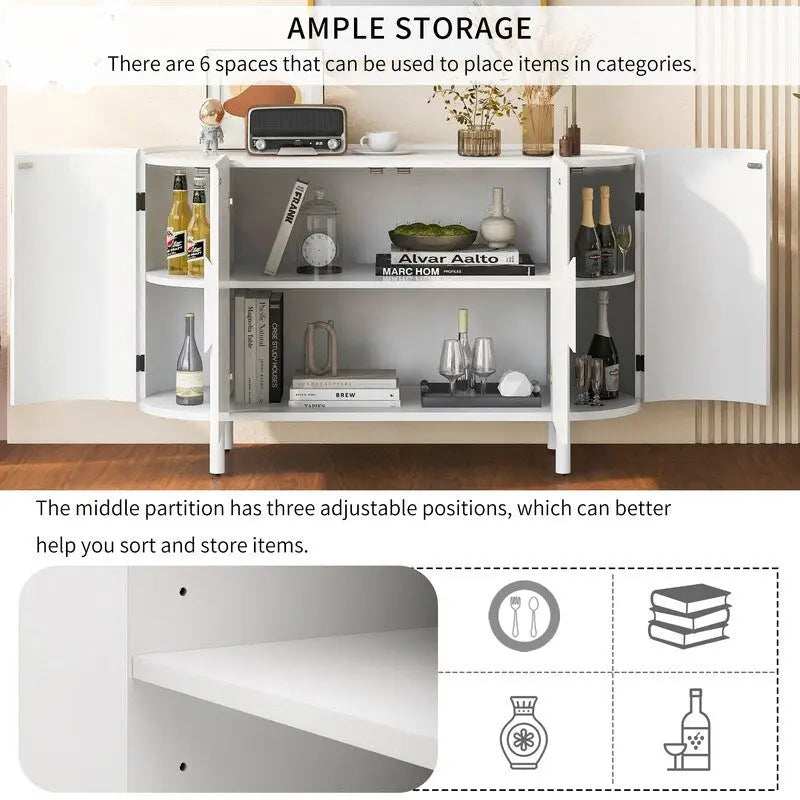 Credenza di lusso leggera con ripiani regolabili e ampio spazio di archiviazione
